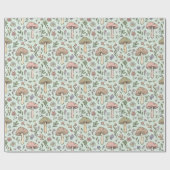Mint Green Botanical Fungi Seamless Pattern Cadeaupapier (Vlak)