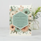 Mint Green Botanical Romance Wedding Kaart (Staand voorkant)