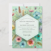 Mint Green Botanical Whimsy Wedding Kaart (Voorkant)