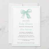 Mint Green Bow Minimaal Genderneutraal Baby shower Kaart (Voorkant)