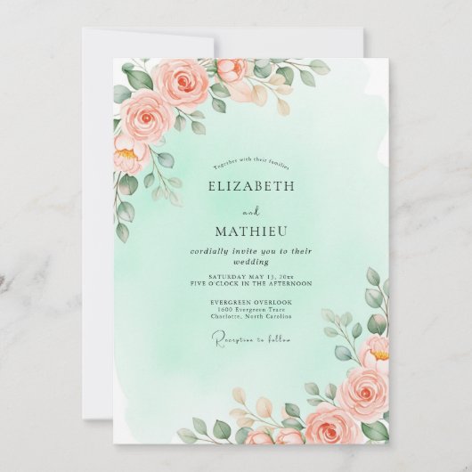 Mint Green Breathtaking Spring Wedding Kaart (Voorkant)