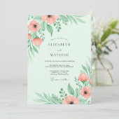 Mint Green Breezy Spring Wedding Kaart (Staand voorkant)