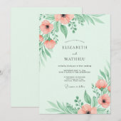 Mint Green Breezy Spring Wedding Kaart (Voorkant / Achterkant)