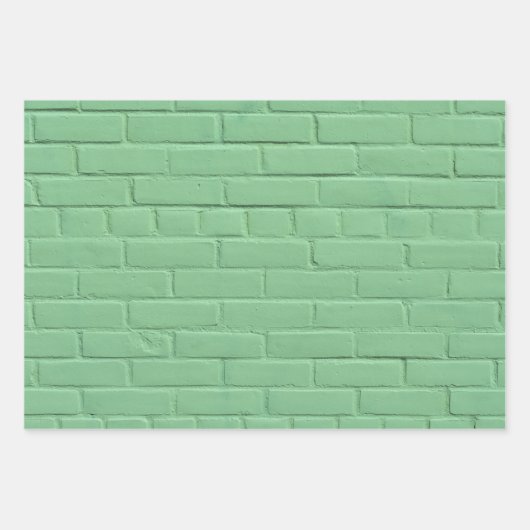 Mint Green Brick Wall Inpakpapier Vel (Voorkant 2)
