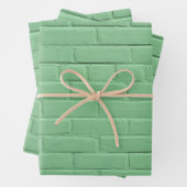Mint Green Brick Wall Inpakpapier Vel (In situ)
