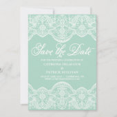 Mint Green  Brocade Lace Wedding Save The Date (Voorkant)