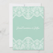 Mint Green  Brocade Lace Wedding Save The Date (Achterkant)