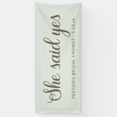 Mint Green Brown Text Ze zei ja Vrijgezellenfeest Spandoek (Verticaal)
