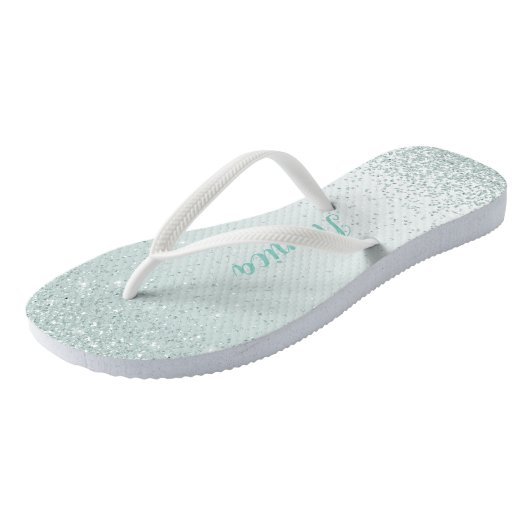 Mint Green bruidsmeisje bruiloft Teenslippers (Schuin)