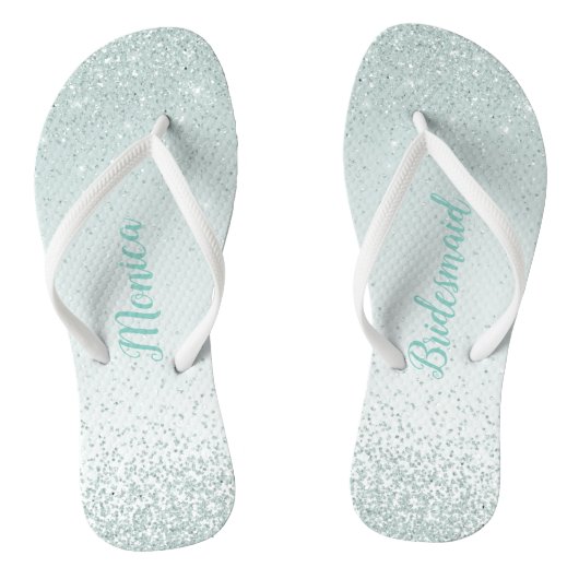 Mint Green bruidsmeisje bruiloft Teenslippers (Voetbed)