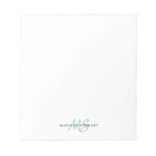 Mint Green Brush Script Monogram Modern Trendy Notitieblok