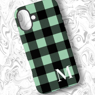 Mint Green Buffalo Plaid Check iPhone 16 Plus Hoesje