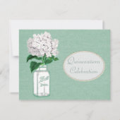 Mint Green Burlap, Jar & Hydrangea Quinceanera Kaart (Voorkant)
