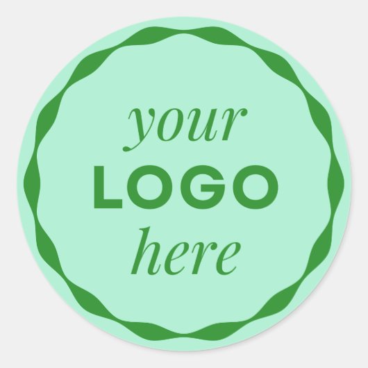 Mint Green Business Logo Scalloped Circle Sticker (Voorkant)