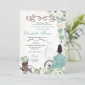 Mint Green Cacti Western Charro Horse Quinceañera Kaart (Staand voorkant)