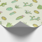 Mint Green Cactus Print Wrapping Paper Cadeaupapier (Hoek)