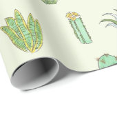 Mint Green Cactus Print Wrapping Paper Cadeaupapier (Rol Hoek)