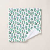 Mint Green Cactus & Succulent Plant Pattern Bad Handdoek (Wasdoekje)