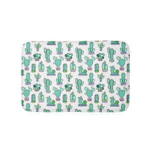 Mint Green Cactus & Succulent Plant Pattern Badmat