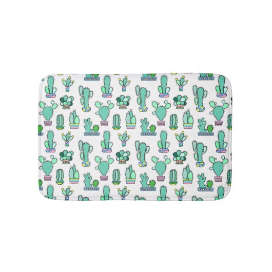 Mint Green Cactus & Succulent Plant Pattern Badmat (Voorkant)