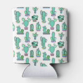 Mint Green Cactus & Succulent Plant Pattern Blikjeskoeler (Achterkant)