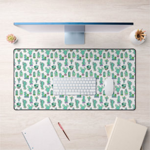 Mint Green Cactus & Succulent Plant Pattern Bureaumat