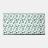 Mint Green Cactus & Succulent Plant Pattern Bureaumat (Voorkant)