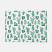 Mint Green Cactus & Succulent Plant Pattern Deurmat (Voorkant)