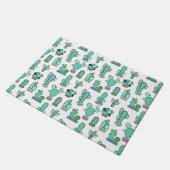 Mint Green Cactus & Succulent Plant Pattern Deurmat (Schuin)