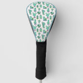 Mint Green Cactus & Succulent Plant Pattern Golfheadcover (Voorkant)