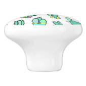 Mint Green Cactus & Succulent Plant Pattern Keramische Knop (Zijkant)