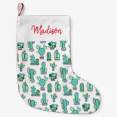 Mint Green Cactus & Succulent Plant Pattern Kleine Kerstsok (Voorkant)