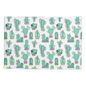 Mint Green Cactus & Succulent Plant Pattern Kussensloop (Achterkant-Links)