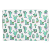 Mint Green Cactus & Succulent Plant Pattern Kussensloop (Voorkant-Links)