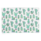 Mint Green Cactus & Succulent Plant Pattern Kussensloop (Voorkant-Rechts)