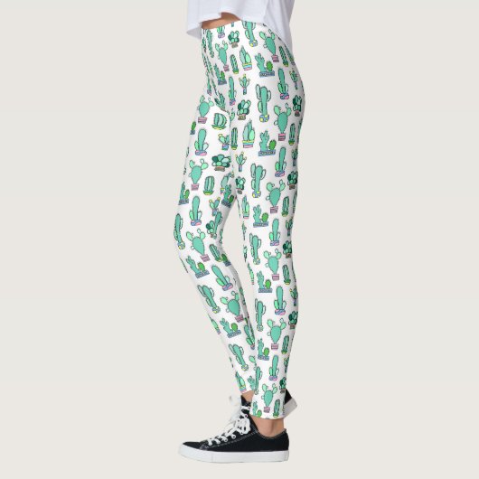 Mint Green Cactus & Succulent Plant Pattern Leggings (Links)