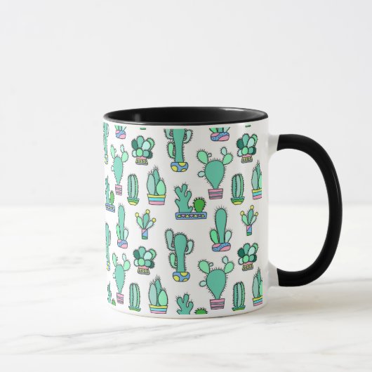 Mint Green Cactus & Succulent Plant Pattern Mok (Rechts)
