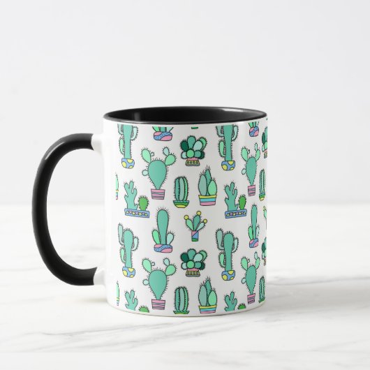 Mint Green Cactus & Succulent Plant Pattern Mok (Links)