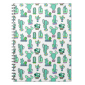 Mint Green Cactus & Succulent Plant Pattern Notitieboek (Voorkant)