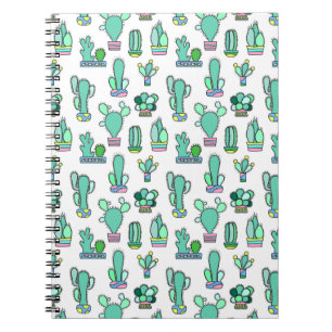 Mint Green Cactus & Succulent Plant Pattern Notitieboek