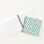 Mint Green Cactus & Succulent Plant Pattern Notitieboek (Binnen)