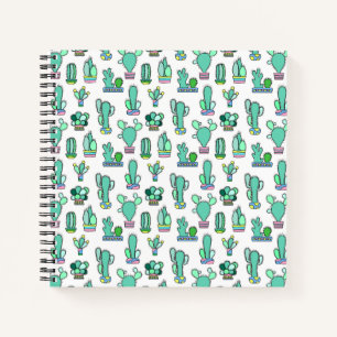 Mint Green Cactus & Succulent Plant Pattern Notitieboek
