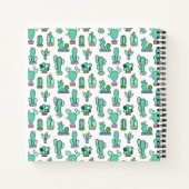 Mint Green Cactus & Succulent Plant Pattern Notitieboek (Achterkant)