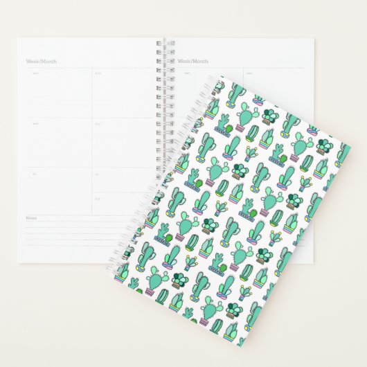 Mint Green Cactus & Succulent Plant Pattern Planner (Display)