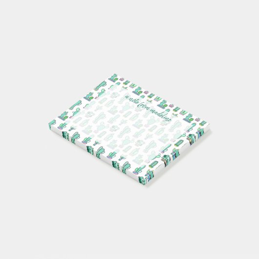 Mint Green Cactus & Succulent Plant Pattern Post-it® Notes (Schuin)
