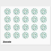 Mint Green Cactus & Succulent Plant Pattern Ronde Sticker (Vel)