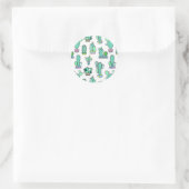 Mint Green Cactus & Succulent Plant Pattern Ronde Sticker (Tas)