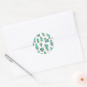 Mint Green Cactus & Succulent Plant Pattern Ronde Sticker (Envelop)