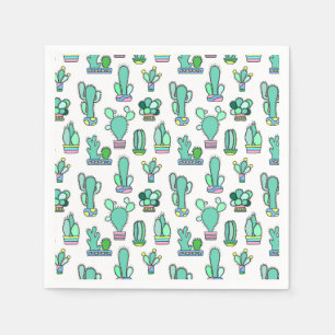 Mint Green Cactus & Succulent Plant Pattern Servet