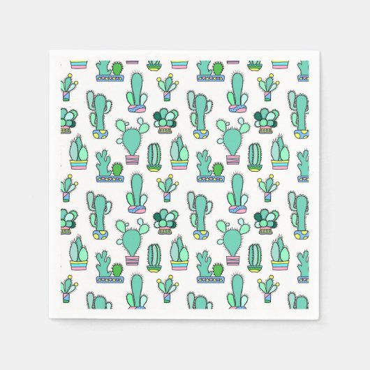 Mint Green Cactus & Succulent Plant Pattern Servet (Voorkant)
